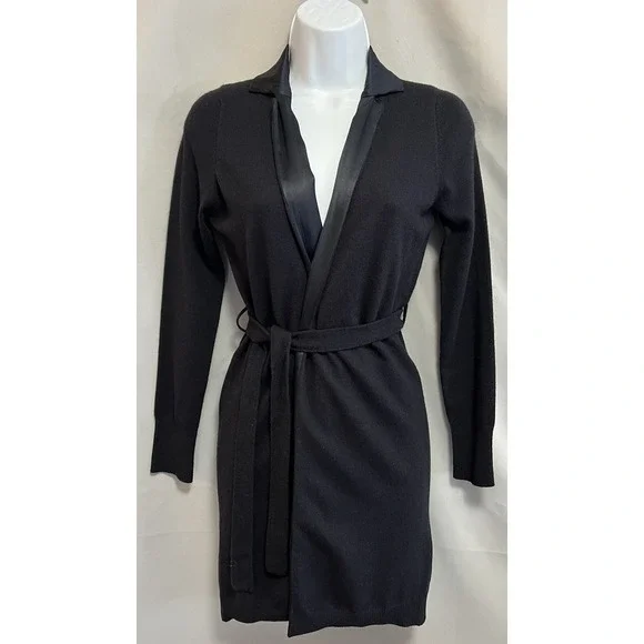 ALPHA Massimo Rebecchi Cardigan Cashmere Wool Silk Sz 38‎ (XS) Navy Black Women