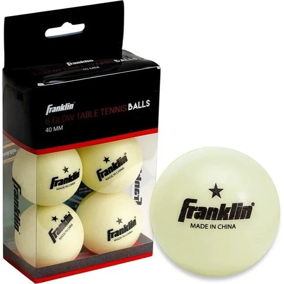 6 pcs Franklin Glow in The Dark Ping Pong Balls Official Size Table Tennis sport