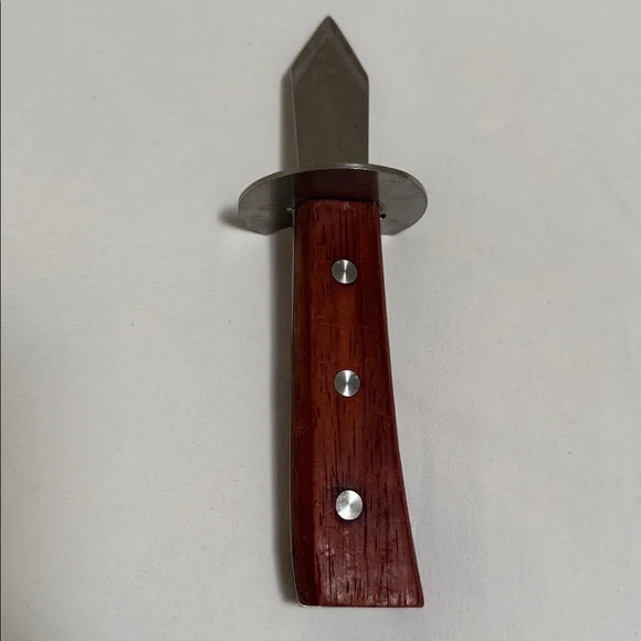 OYSTER DAGGER SHUCKER Mussels Clam KNIFE Full Tang Stainless Steel Brown Wood 7”