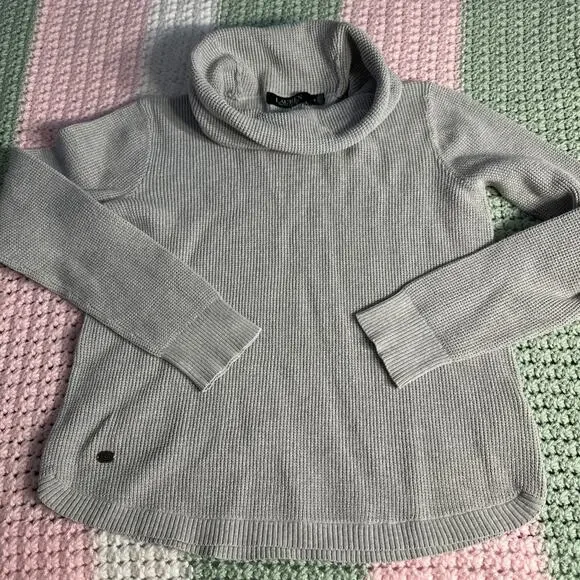 Lauren Ralph Lauren Sweater Womens Medium Grey Waffle Knit Turtle Neck
