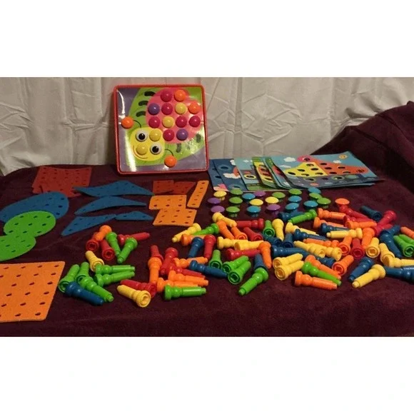 Little Hands Button Art And Lauri Foam‎ Peg Puzzles, Large Lot