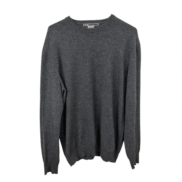 5+1_ANNAPURNA Sweater Mens XL Grey Cashmere Crew Neck Made in Italy Pullover