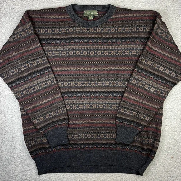 Vintage Croft & Barrow Wool Acrylic Knit Sweater XL Lightweight Textured 90s
