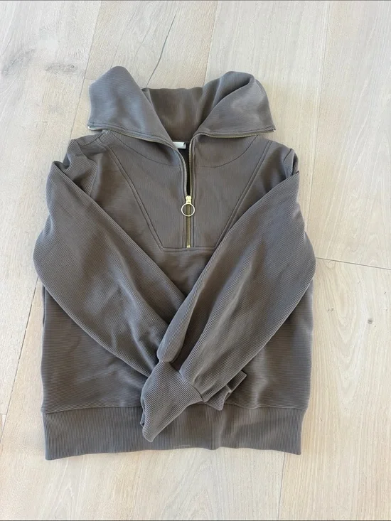 Womens Varley Half-Zip Funnel Neck Sweater - olive green