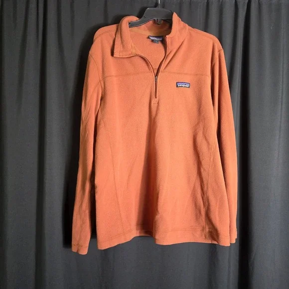 Patagonia Mens Micro D Quarter Zip Fleece Pullover Burnt Orange Rust Large L