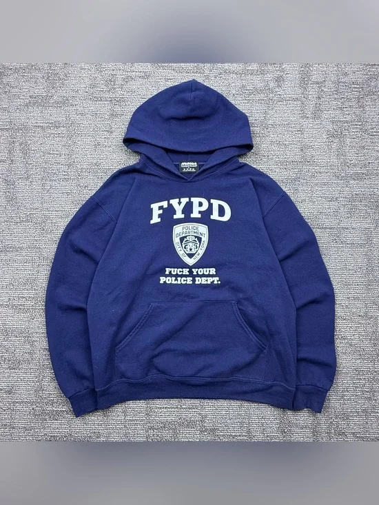 Graphic Navy Zip-Up Hoodie with FYPD Crest