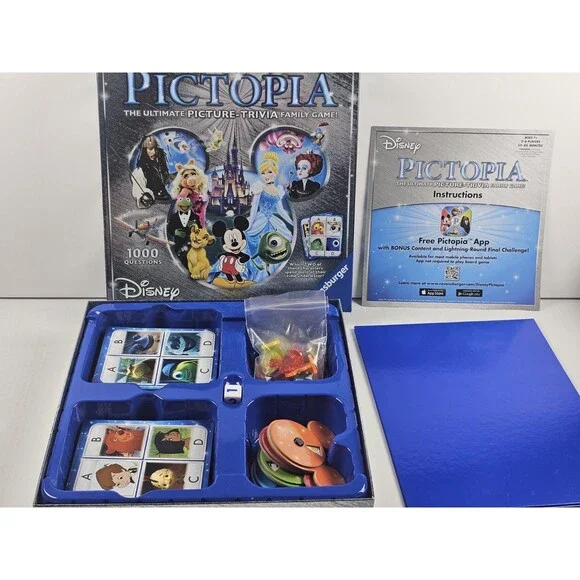 Pictopia Disney Edition Picture Trivia Board Game 1000 Questions - Complete