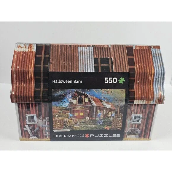 Eurographics Haunted Barn Halloween 550 Piece Puzzle with Collectible Tin