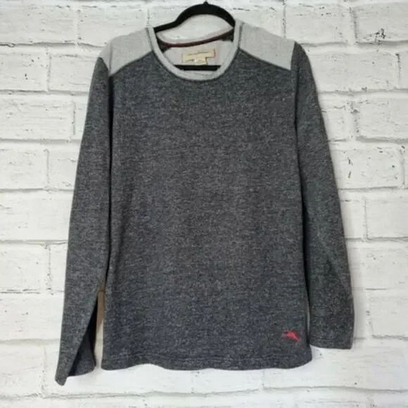 Tommy Bahama Mens Sweater Sz Medium Long Sleeve Pullover Gray Cotton-Poly