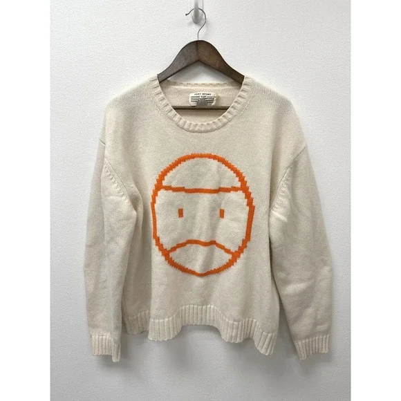 Tory Burch Lil‎ Grumps Graphic Wool Knit Sweater Ivory L