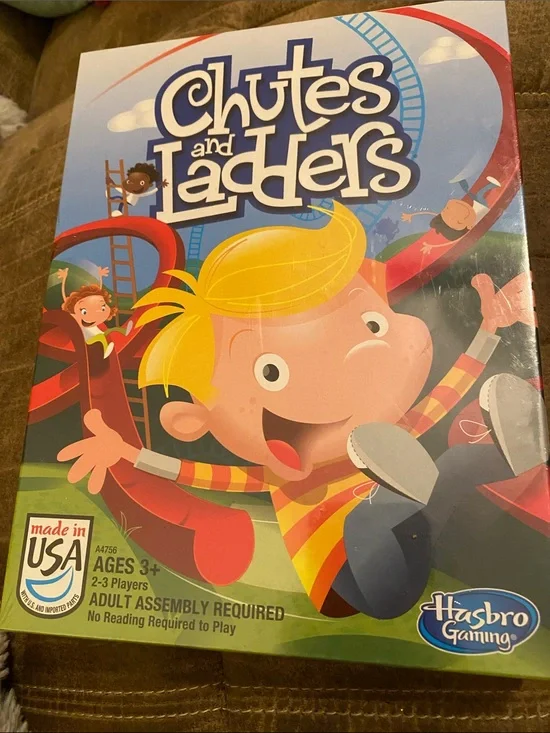 Hasbro Chutes and Ladders Game Box - Yellow, Red, Blue- Sealed Never Opened DC2