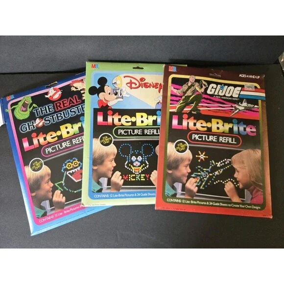 Vintage Lite-Brite Patterns Include Disney  GI Joe Ghost Busters And Blank Sheet