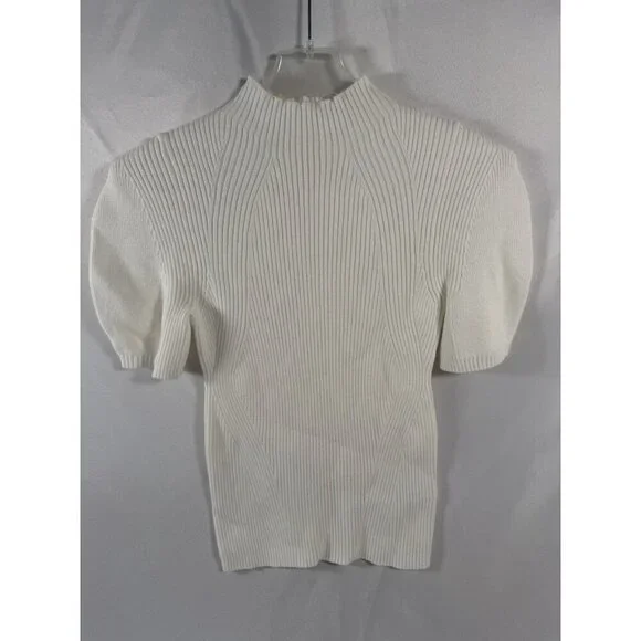 Maeve By Anthropologie Annette Short-Sleeve Mock Neck Puff-Sleeve Sweater Medium