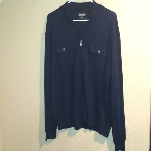 Michael Kors Full Zip Wool Blend Cardigan Sweater Button Pockets XXL