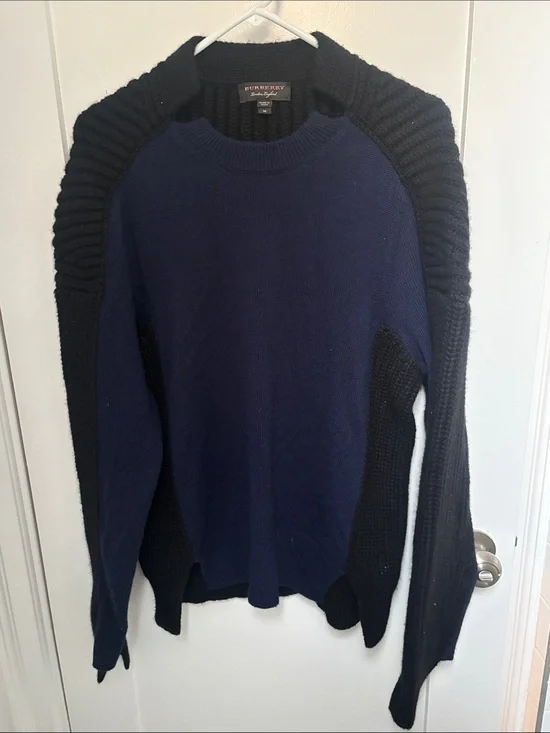 Burberry Navy and Black Men’s Crewneck Sweater