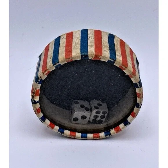 Very Old Vintage Antique Japan Paper Dexterity Dice Box Toy  Americana Primitive