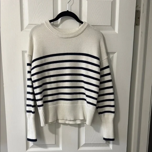 Philosophy Navy and Cream Striped Sweater