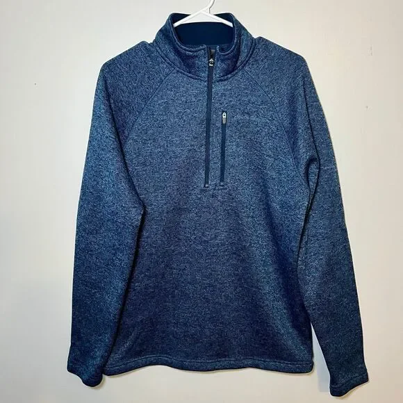 Eddie Bauer Blue Quarter Zip Long Sleeve Sweater Men’s Size M Pocket Pullover