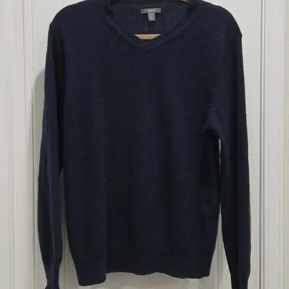Apt. 9 100% Cashmere V-Neck Sweater Navy Blue Men's LG
