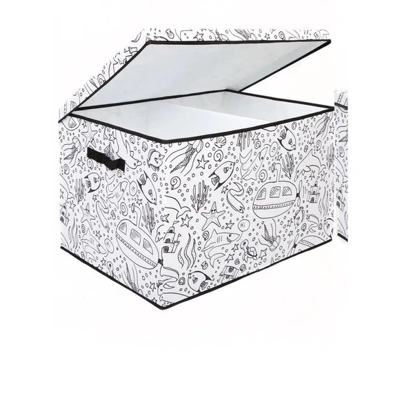 Saddle River Kid's Color Toy Storage Trunks 4Pk Under the Sea Foldable Markers