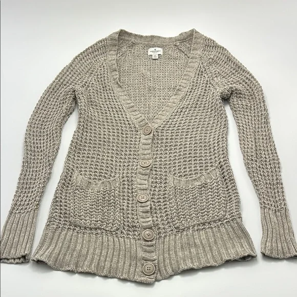 Bella Swan Core American Eagle Knit Cardigan Y2K Twilight Grunge Small Gray