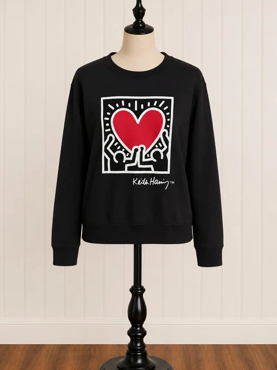 Keith Haring Dancing Heart Graphic Sweatshirt