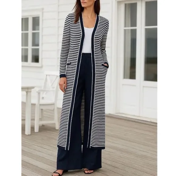 Ralph Lauren Women’s 3X NWT Striped Mulberry Silk Blend Long Cardigan Sweater