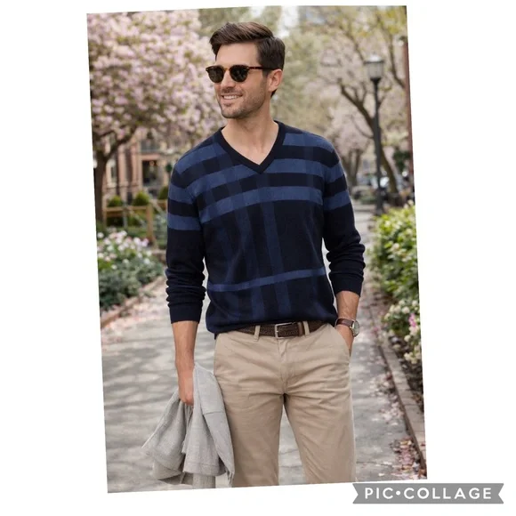 Toscano Firenze Patrick Assaraf Merino Wool Blend V-Neck Sweater Men’s XL