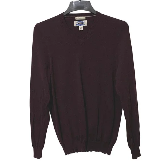 Extra Fine Merino Wool V-Neck Mens Sweater M Purple Dark Academia Preppy‎ Casual