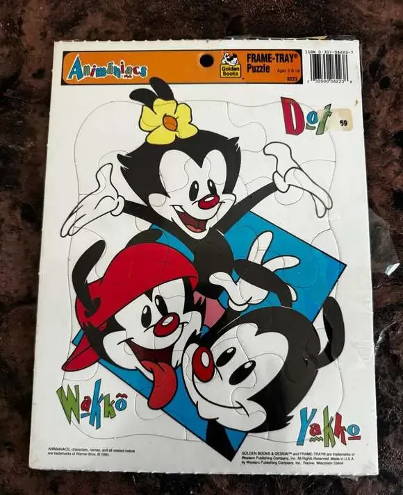 Vtg New sealed 1994 Golden Books Animaniacs Frame-Tray Puzzle  Yakko, Wakko, Dot