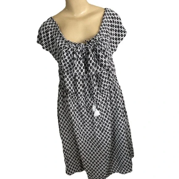 Kate Spade Dress Arrow‎ Stripe Off Shoulder Ruffled Black White Women Sz S