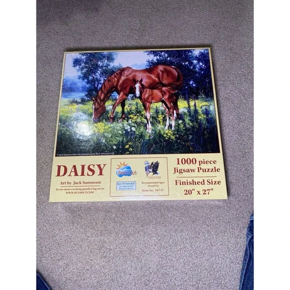 SunsOut Daisy 1000 Piece Jigsaw Puzzle Jack Sorenson Horse Mare Foal NEW Sealed