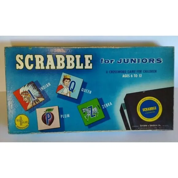 Scrabble for Juniors Board Game Selchow Righter Vintage 1958 Sel Right