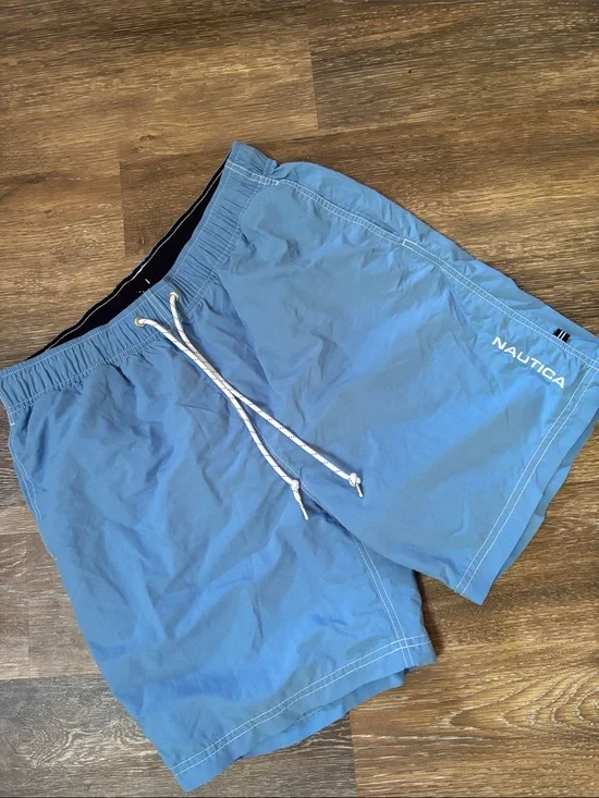 Nautica Men’s Blue Swim Trunks with  Drawstring medium