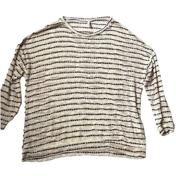 Pinkblush Maternity Sweater Womens S Cream Maroon Stripe Open Knit Lightweight