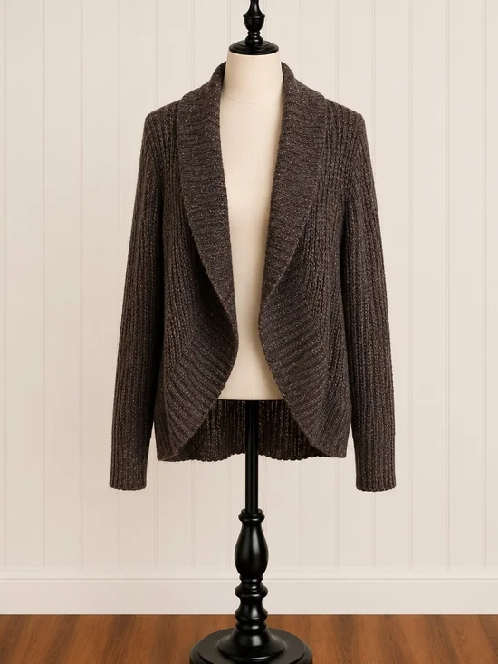 The Limited Open-Front Ribbed Cardigan Sweater With Shimmer