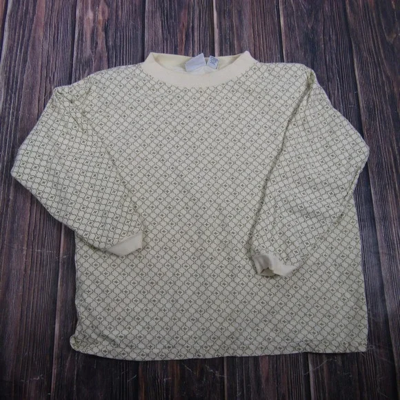 Express Vintage Womens Size 2 White Mock Neck Geometric Knit Pullover Sweater