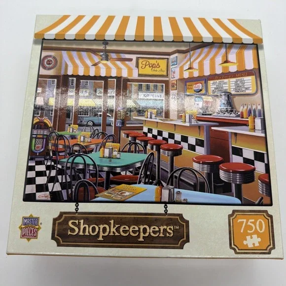 SHOPKEEPERS Master Pieces POP'S SODA FOUNTAIN Puzzle 24x18 Complete 13+