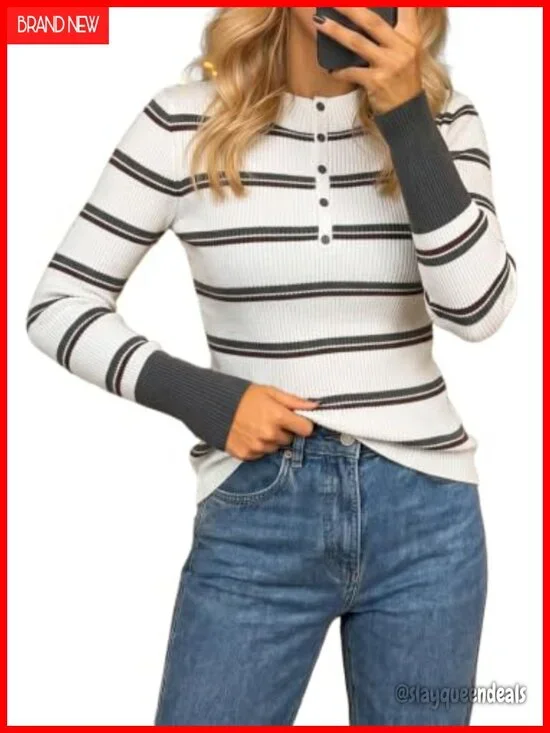 Women's Slim Fitted Striped Turtleneck Pullover Sweater Long Sleeve Ribbed Knit