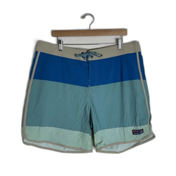 Patagonia Board Shorts Mens 38 Striped Swim Trunks Surf Swimwear Beach