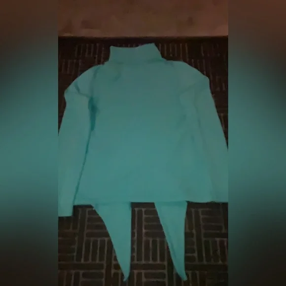 Women Talbots turtleneck merino wool overhead long sleeve sweater turquoise blue