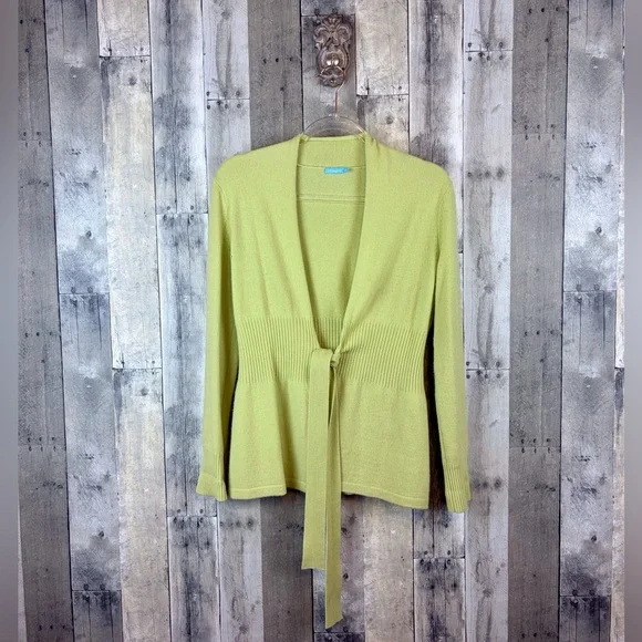 J. McLaughlin Reagan Tie Front Cashmere Cardigan in Light Lime Green Size XS.
