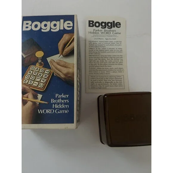 Vintage 1976 Boggle Hidden Word Game Parker Brothers - No Timer