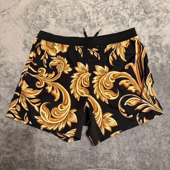 TacHuntFish THF 4XL Black‎ Gold Fleur de Lis Saints Athletic Gym Workout Shorts