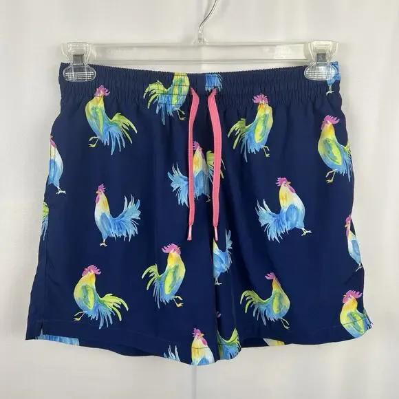 Chubbies Swim Trunks Men Medium Rooster Fowl Play Bathing Suit Shorts 5.5