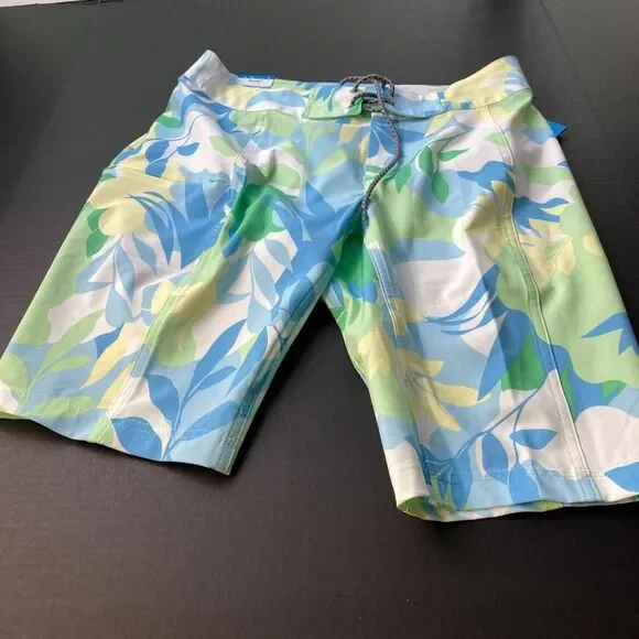 Columbia Sportswear Men's Sz S Swim Trunks  Blue/Green Floral  Regular Fit New‎