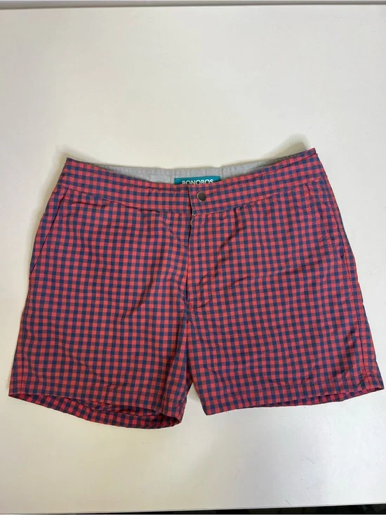 Bonobos Swim Trunks Mens 32 Pink Navy Blue Gingham Check 5