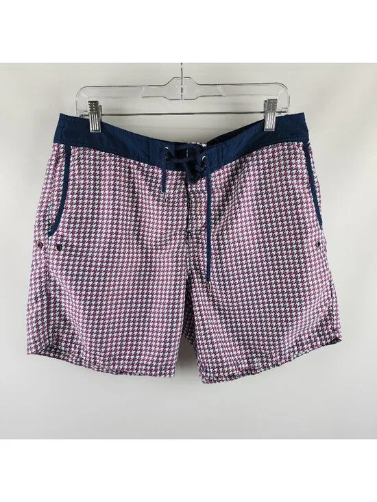 Mr Swim Shorts Mens 34x6 Multi Houndstooth Pattern Boardshort Shorts