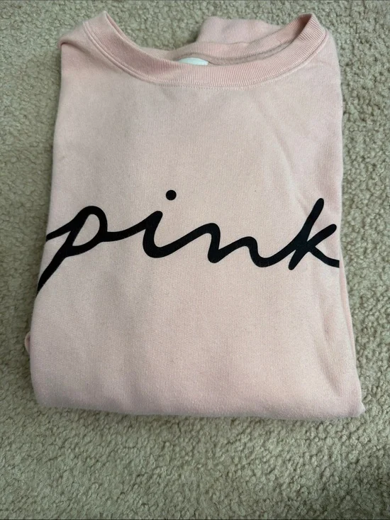 PINK Victoria's Secret Light Pink Crewneck Sweatshirt with Black Script