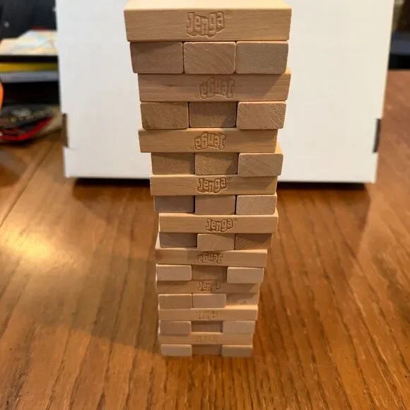 Jenga Original Wood Block Game Parker Brothers Orange Tube Complete 54 Blocks